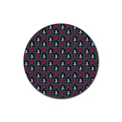 Girl Flower Pattern Grey Rubber Coaster (Round) 