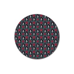 Girl Flower Pattern Grey Magnet 3  (Round)