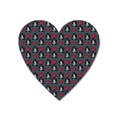 Girl Flower Pattern Grey Heart Magnet by snowwhitegirl