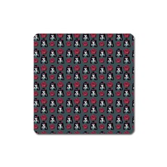 Girl Flower Pattern Grey Square Magnet by snowwhitegirl