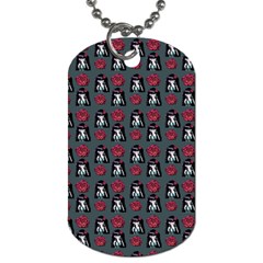 Girl Flower Pattern Grey Dog Tag (One Side)