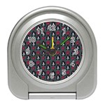 Girl Flower Pattern Grey Travel Alarm Clock Front