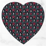 Girl Flower Pattern Grey Jigsaw Puzzle (Heart) Front