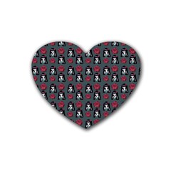 Girl Flower Pattern Grey Heart Coaster (4 pack) 