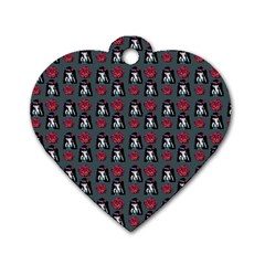 Girl Flower Pattern Grey Dog Tag Heart (One Side)