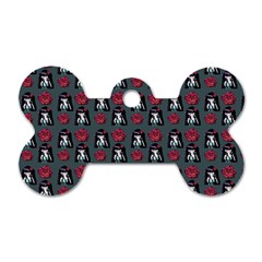 Girl Flower Pattern Grey Dog Tag Bone (One Side)