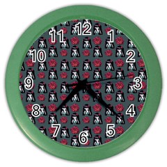 Girl Flower Pattern Grey Color Wall Clock