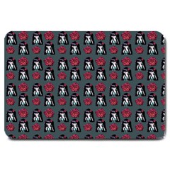 Girl Flower Pattern Grey Large Doormat 