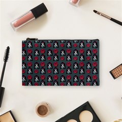 Girl Flower Pattern Grey Cosmetic Bag (Small)