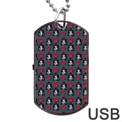 Girl Flower Pattern Grey Dog Tag USB Flash (One Side)