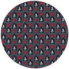 Girl Flower Pattern Grey Wooden Puzzle Round by snowwhitegirl