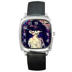 Retro Girl Square Metal Watch by snowwhitegirl