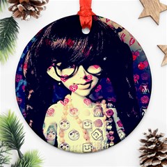 Retro Girl Round Ornament (two Sides) by snowwhitegirl