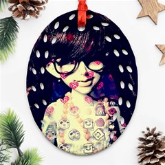 Retro Girl Ornament (oval Filigree) by snowwhitegirl