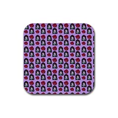 Girl Flower Pattern Lilac Rubber Coaster (square)  by snowwhitegirl