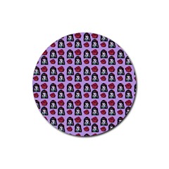 Girl Flower Pattern Lilac Rubber Round Coaster (4 Pack)  by snowwhitegirl