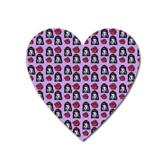 Girl Flower Pattern Lilac Heart Magnet by snowwhitegirl