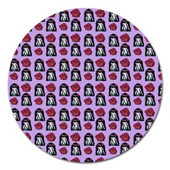 Girl Flower Pattern Lilac Magnet 5  (round) by snowwhitegirl