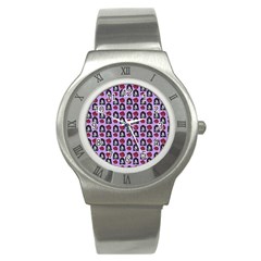 Girl Flower Pattern Lilac Stainless Steel Watch by snowwhitegirl