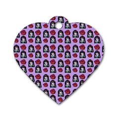 Girl Flower Pattern Lilac Dog Tag Heart (two Sides) by snowwhitegirl