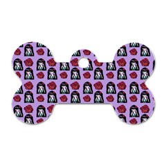 Girl Flower Pattern Lilac Dog Tag Bone (two Sides) by snowwhitegirl