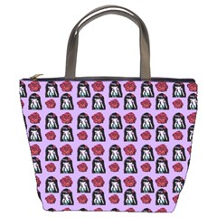 Girl Flower Pattern Lilac Bucket Bag by snowwhitegirl