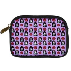 Girl Flower Pattern Lilac Digital Camera Leather Case by snowwhitegirl