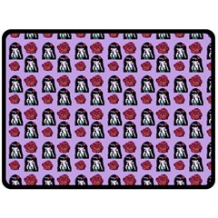 Girl Flower Pattern Lilac Fleece Blanket (large)  by snowwhitegirl