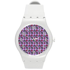 Girl Flower Pattern Lilac Round Plastic Sport Watch (m) by snowwhitegirl