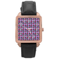 Girl Flower Pattern Lilac Rose Gold Leather Watch  by snowwhitegirl