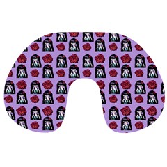 Girl Flower Pattern Lilac Travel Neck Pillow by snowwhitegirl