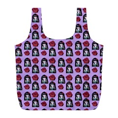 Girl Flower Pattern Lilac Full Print Recycle Bag (l) by snowwhitegirl