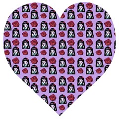 Girl Flower Pattern Lilac Wooden Puzzle Heart