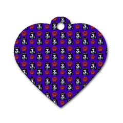 Girl Flower Pattern Royal Blue Dog Tag Heart (two Sides) by snowwhitegirl