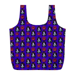 Girl Flower Pattern Royal Blue Full Print Recycle Bag (l) by snowwhitegirl