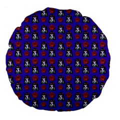 Girl Flower Pattern Royal Blue Large 18  Premium Flano Round Cushions