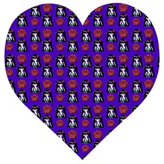 Girl Flower Pattern Royal Blue Wooden Puzzle Heart