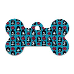 Girl Flower Pattern Blue Dog Tag Bone (one Side) by snowwhitegirl