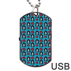 Girl Flower Pattern Blue Dog Tag Usb Flash (two Sides) by snowwhitegirl