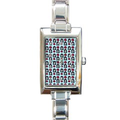 Girl Flower Pattern Light Blue Rectangle Italian Charm Watch by snowwhitegirl