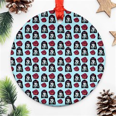 Girl Flower Pattern Light Blue Ornament (round) by snowwhitegirl