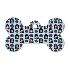 Girl Flower Pattern Light Blue Dog Tag Bone (two Sides) by snowwhitegirl