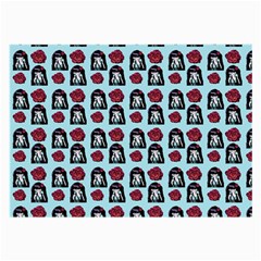 Girl Flower Pattern Light Blue Large Glasses Cloth (2 Sides) by snowwhitegirl