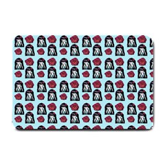 Girl Flower Pattern Light Blue Small Doormat  by snowwhitegirl