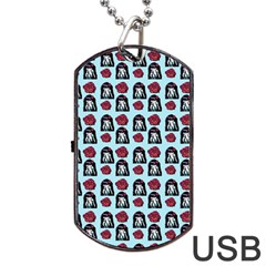 Girl Flower Pattern Light Blue Dog Tag Usb Flash (two Sides) by snowwhitegirl