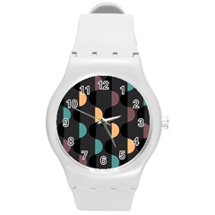 Abstract Background Modern Design Round Plastic Sport Watch (m) by Wegoenart