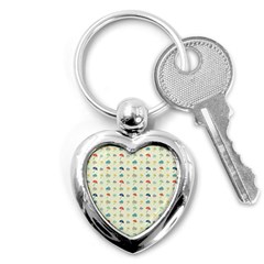 Clouds And Umbrellas Seasons Pattern Key Chain (heart) by Wegoenart