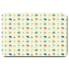 Clouds And Umbrellas Seasons Pattern Large Doormat  by Wegoenart