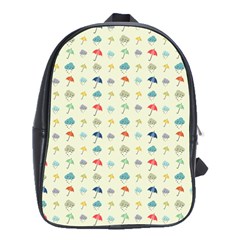 Clouds And Umbrellas Seasons Pattern School Bag (large) by Wegoenart