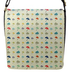 Clouds And Umbrellas Seasons Pattern Flap Closure Messenger Bag (s) by Wegoenart